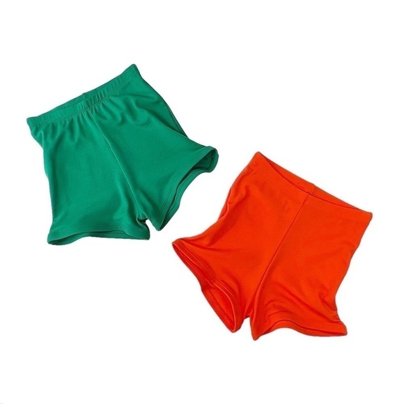 Body Wrappers XS Black Leotard & Leggings +  2 Pair Boy Shorts Orange Green New - Picture 10 of 12